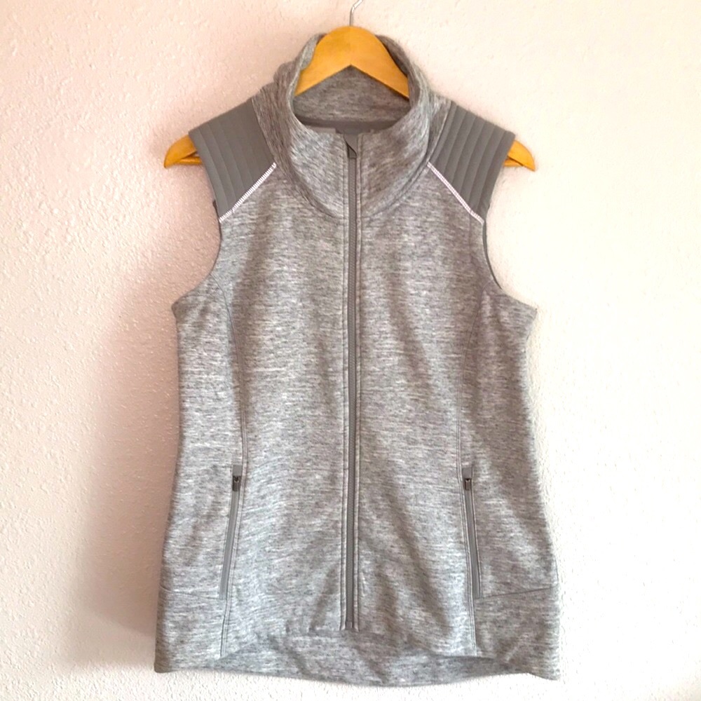 Athleta long heathered gray vest, L